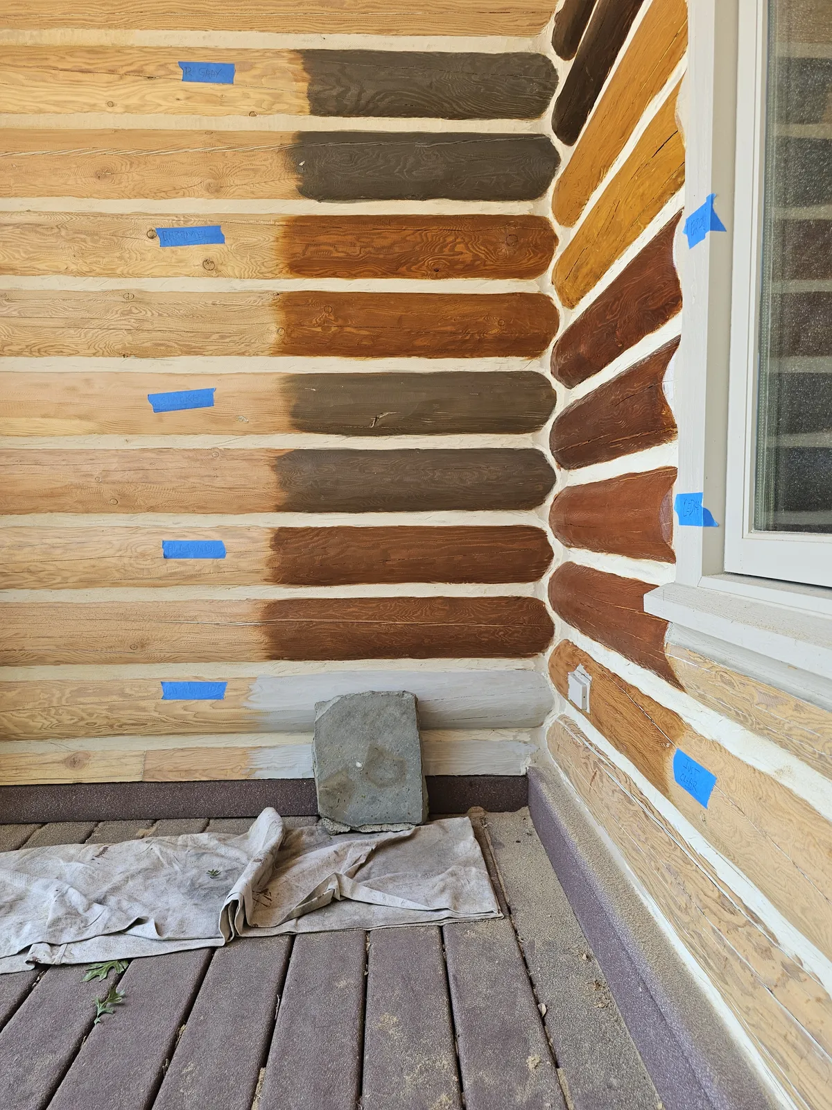 Log home chinking work