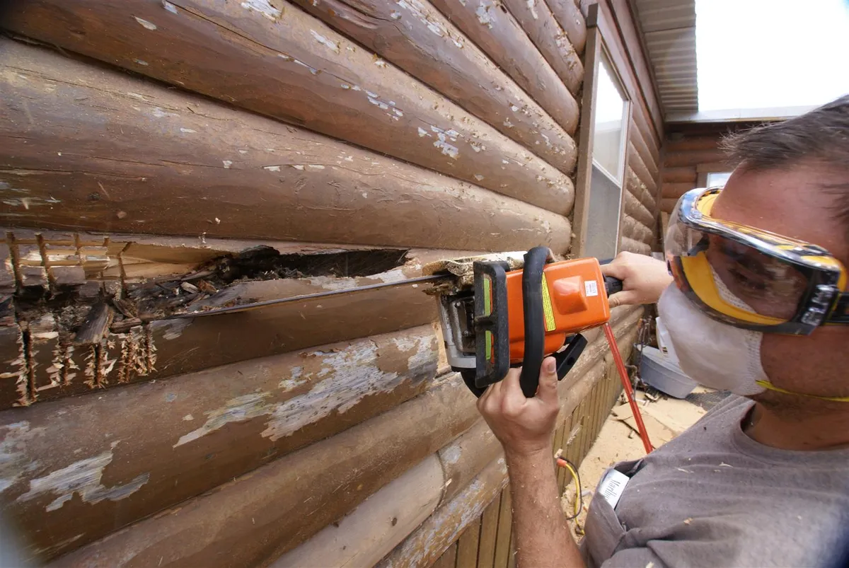Log home rot damage